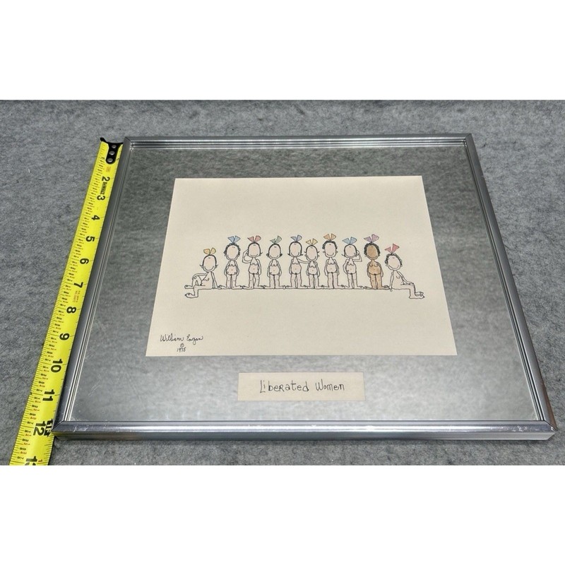 1975 Framed Lithograph Print by William Eagan "Liberated Women" 12.25 x 14.25" gallery