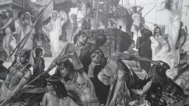 ANCIENT EGYPT Wild Nile RIver Hunting Scene - VICTORIAN Era Print 14" x 21" gallery