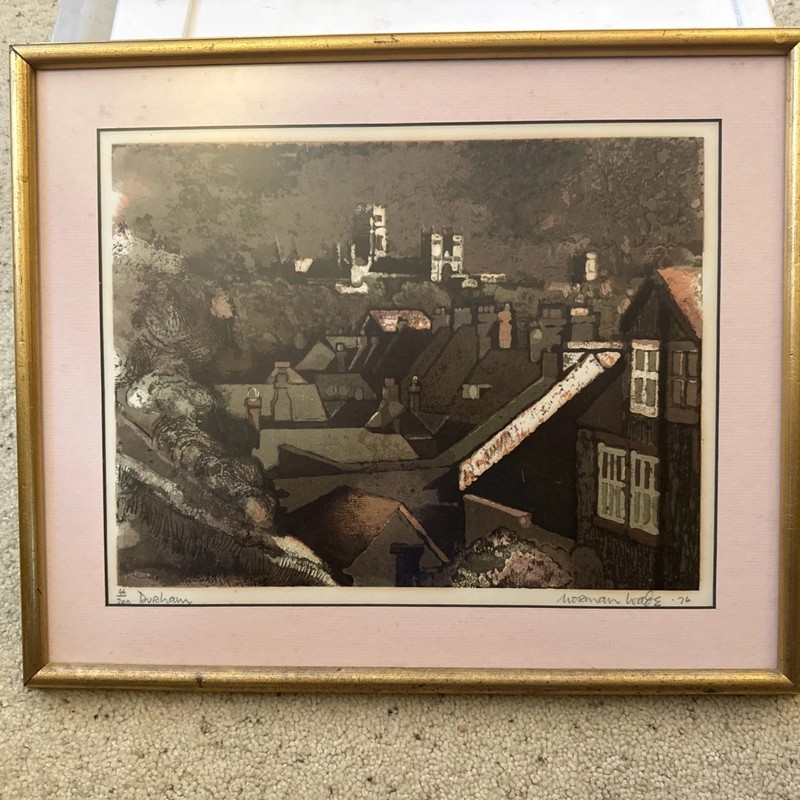 Norman Wade Durham Cathedral signed & numbered framed screenprint, 1974