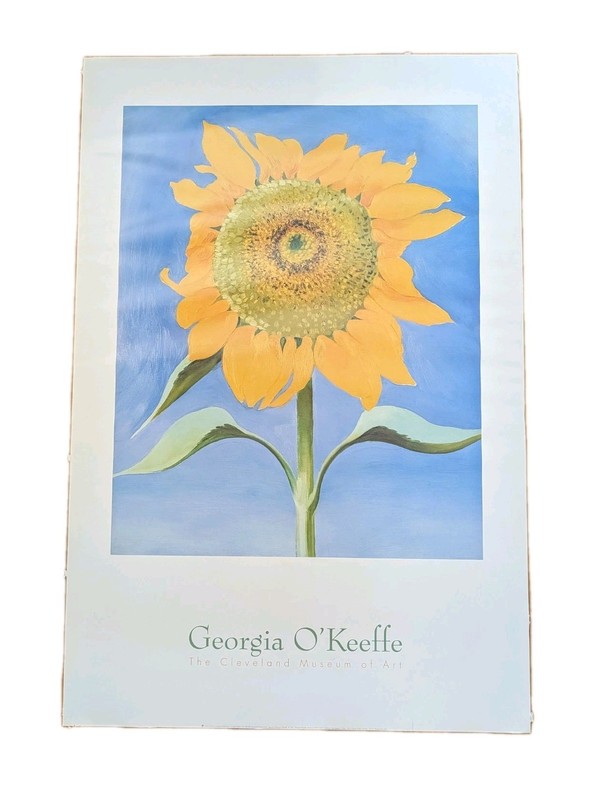 Georgia O’Keeffe Cleveland Museum Of Art Sunflower NM, Print 36″ x 25″ 1993 Vtg