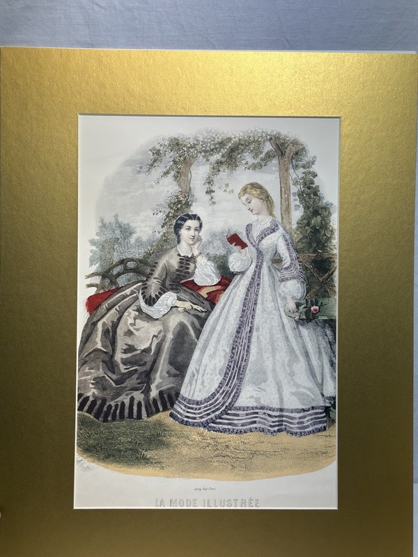 Antique Ladies Women Fashion 1862 La Mode Illustree No. 223 Paris Matte No Frame gallery