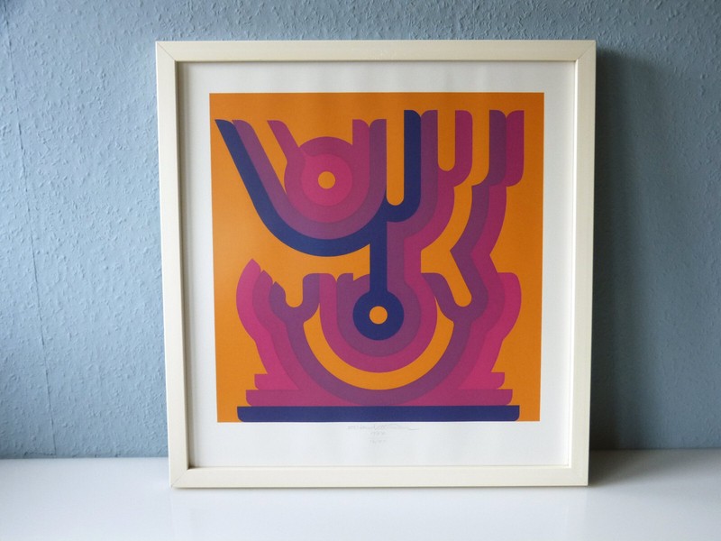 Abstract Color Serigraph Graphic Roland Altmann Orange Purple Screen Print 1977 gallery