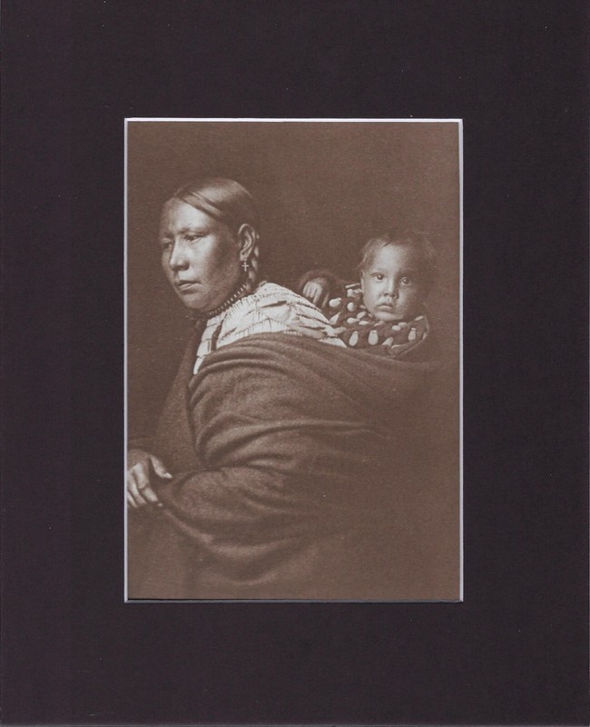 8X10″ Matted Print Art Indian Picture Edward S Curtis: Teton Sioux, Mother Child