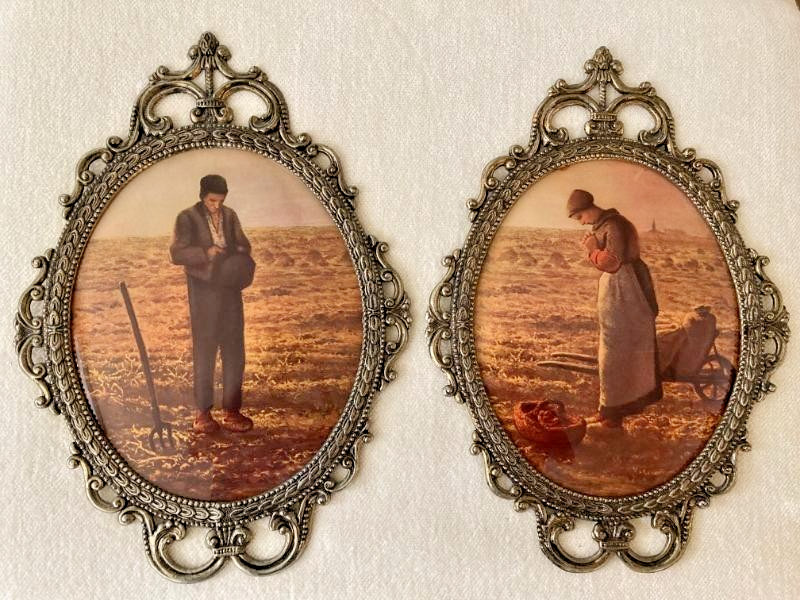 VINTAGE “THE ANGELUS” Farmer & Wife Praying- by Jean Francois Millet 17"x12"
