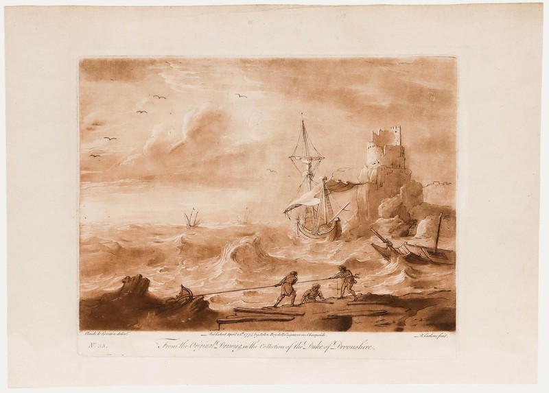 Richard Earlom after Claude Lorrain – 1774 Etching, A Storm off the Coast