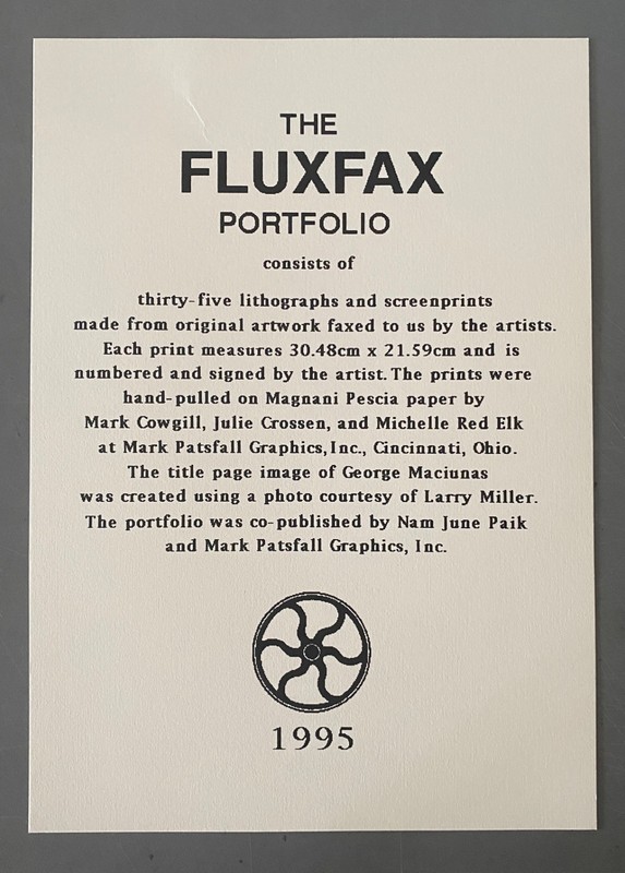 GIUSEPPE CHIARI s/n print FLUXFAX portfolio 1994 fluxus Nam June Paik Maciunas gallery