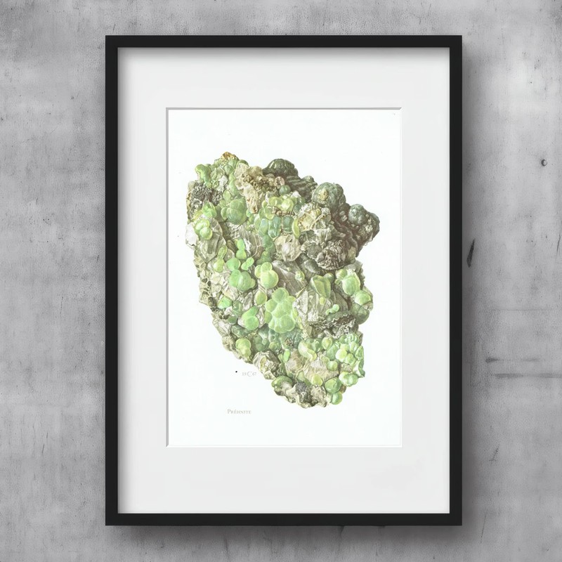 1969 Prehnite Mineral Vintage Print By Caspari Scientific Natural 7.5 x 10.5 in