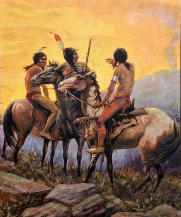 Vintage 10×12 Western Art Print The Smoke Signal, Plains Indians