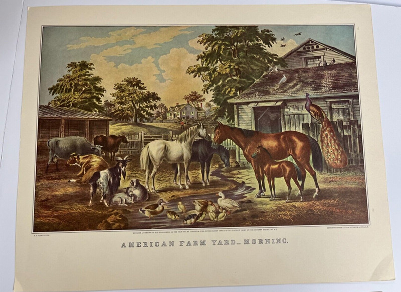 Two Double Sided "Farm Life" Series Reprints by N. Currier, Lith. gallery