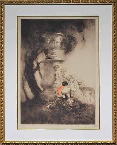 Louis Icart Tame Doe Etching Signed Embossed Framed Limited Edition Artwork
