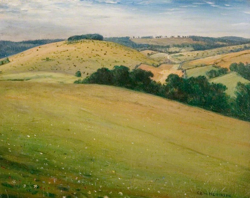 C R W Nevinson Summer in the Downs 1946 17"x 22" Archival Art Print