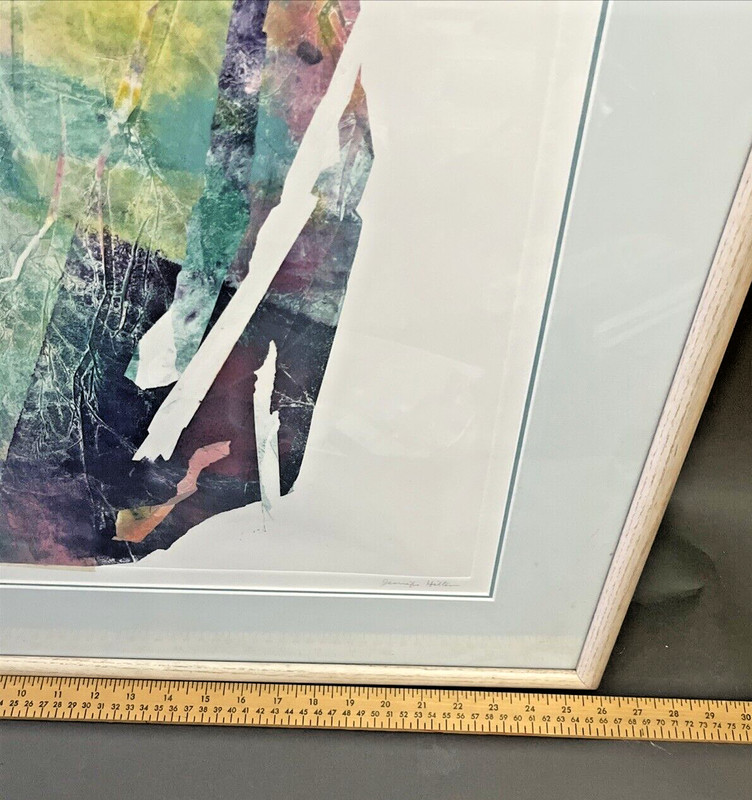 Jennifer Hilton Monotype Print Mixed Media "Ten Hills 2" Large Signed Vintage gallery
