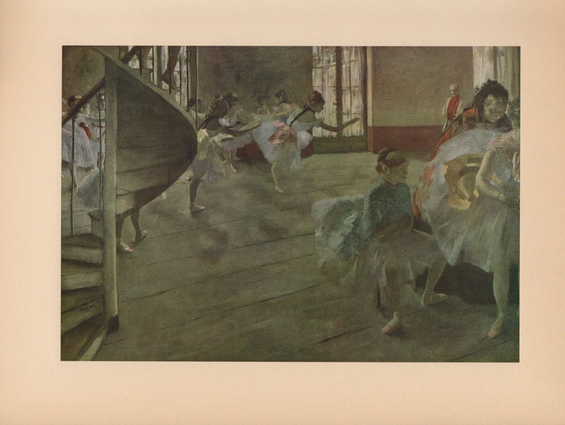 1951 Vintage Degas The Rehearsal 2″ Ballet Dancers Color Art Print Lithograph