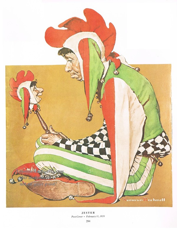 Norman Rockwell print: «THE JESTER» 11×15″ joker clown circus juggler comedian