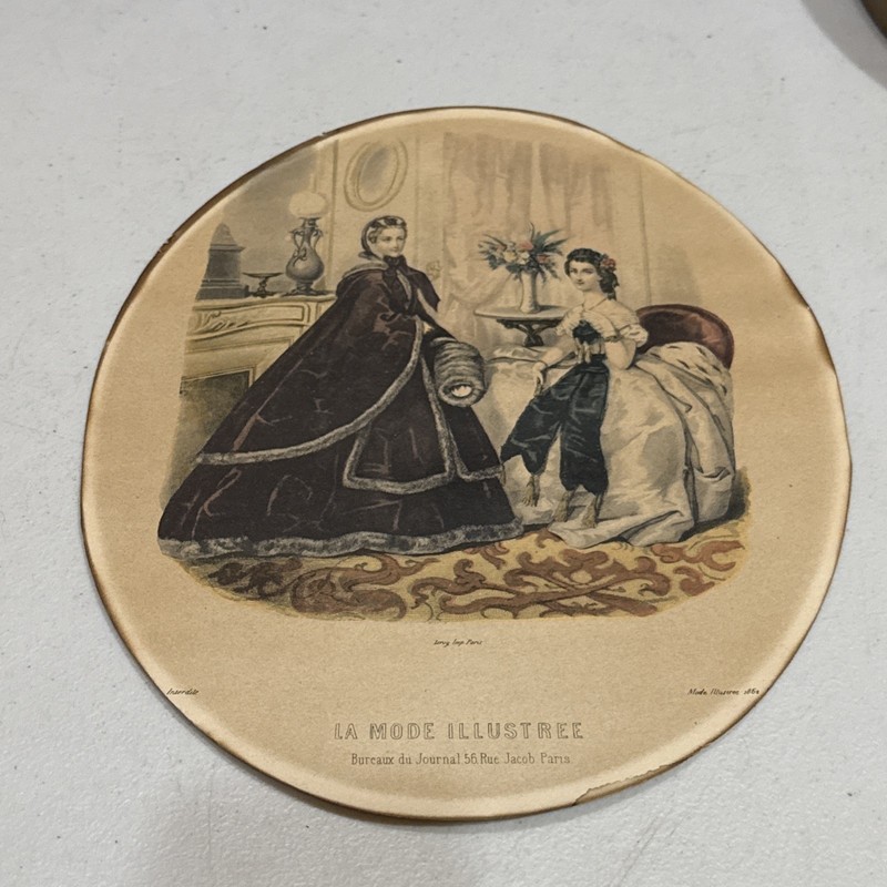 Antique 1800s Paris Fashion Print LA MODE ILLUSTREE  Oval 12x10 Leroy Imp Paris