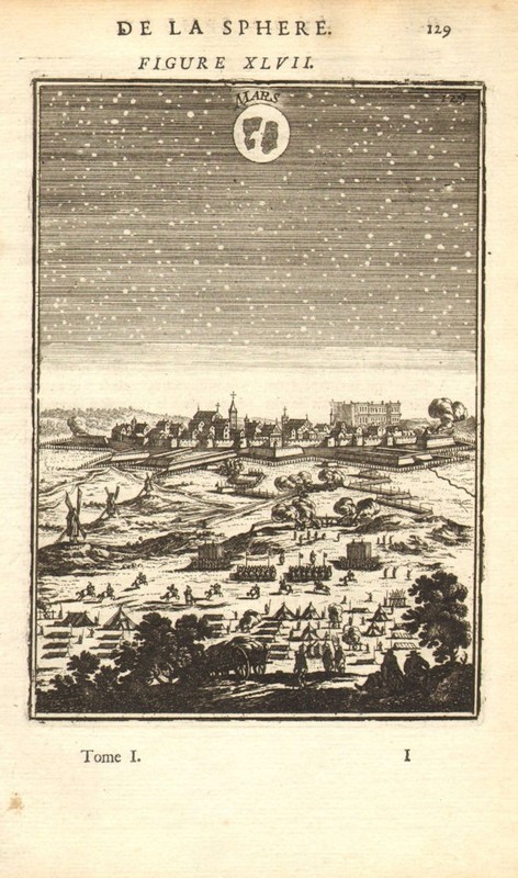 MARS. View of the planet in the night sky. MALLET 1683 old antique print