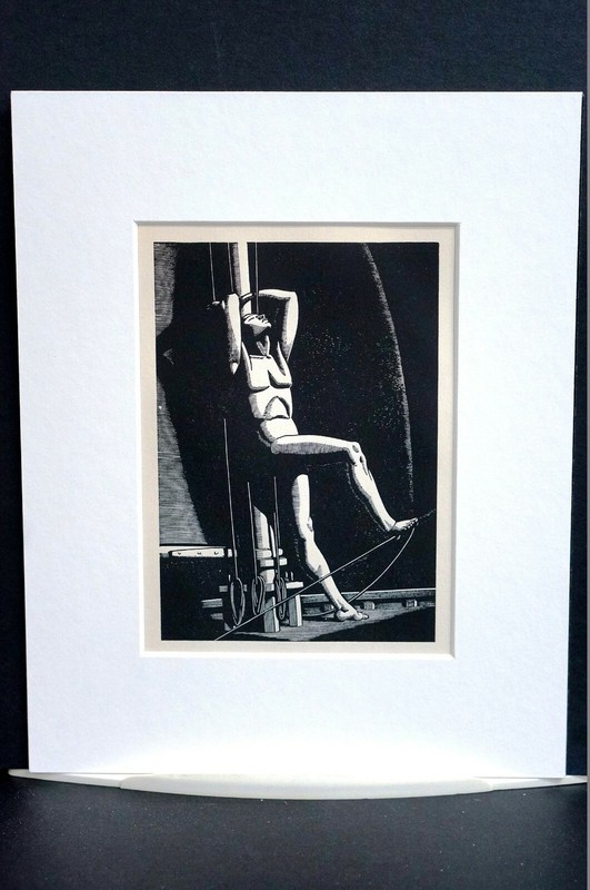 Rockwell Kent 1930 SAILOR LEANING on SHIP MAST at SEA NIGHT Print Matted gallery
