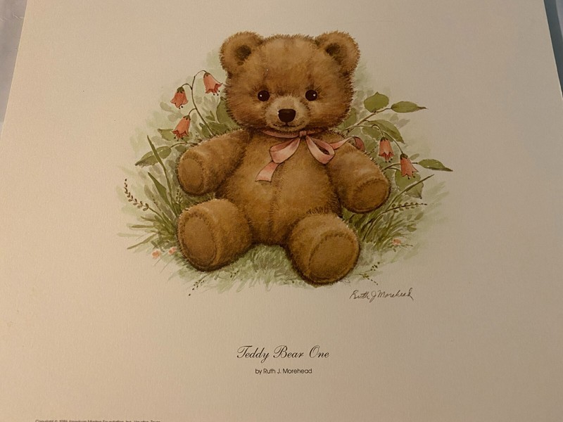 Ruth Morehead «Teddy Bear One » Open Edition Lithograph 12 1/2 x 14 1/2