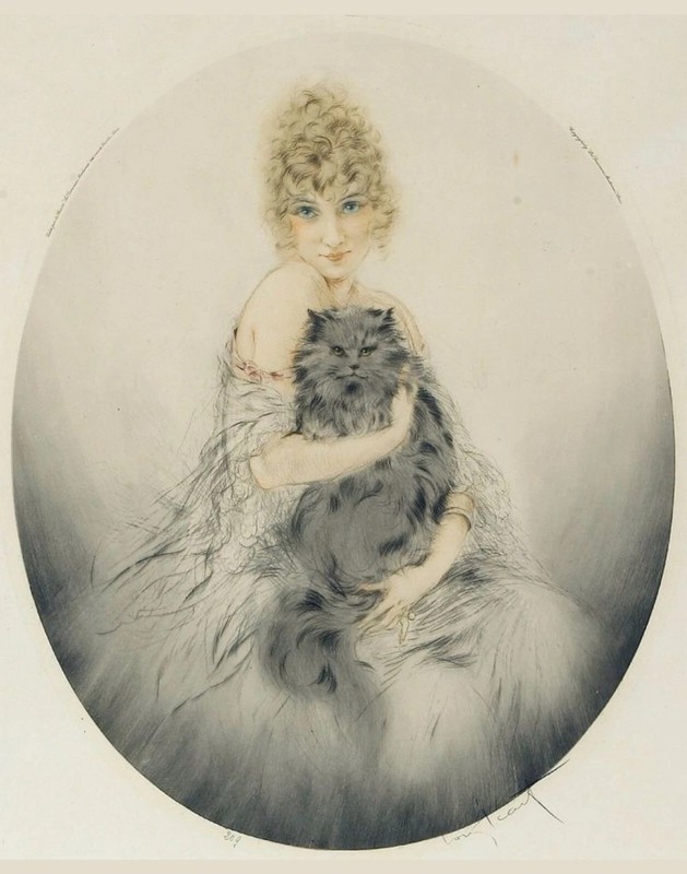 Persian Cat by Louis Icart wall Art Home Decor