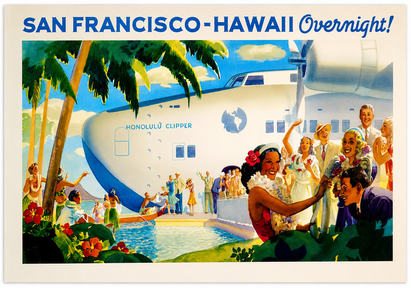 Honolulu Clipper 1930s Travel Poster Fine Art Print 17"x22"
