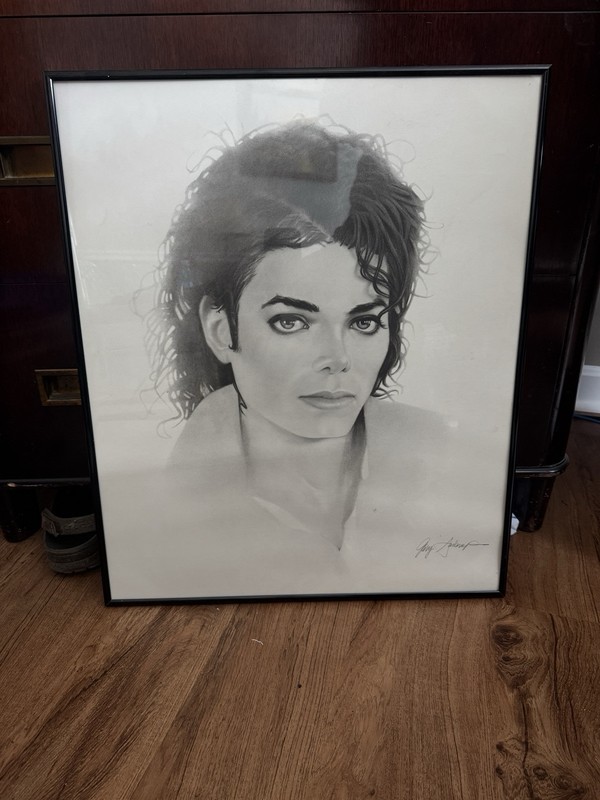 Michael Jackson Charcoal Pencil Lithograph By Gary Saderup Unframed 19×24