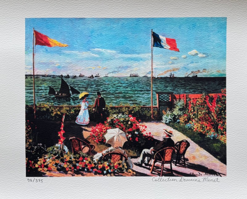 Claude Monet TERRACE BY THE SEASIDE Estate Signed Limited Edition Giclee 16″x12″