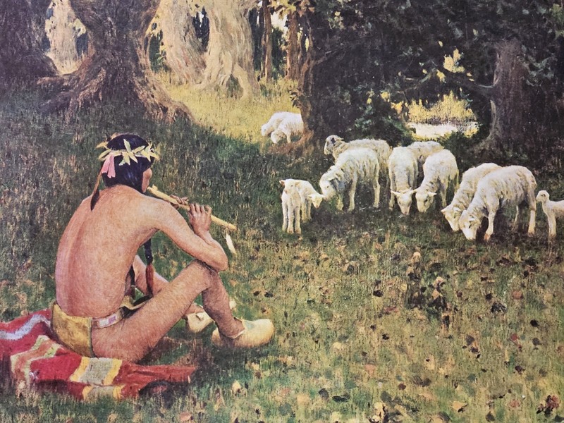 Vintage Indian Shepherd Calendar Print 1961 Brown & Bigelow Native American Art