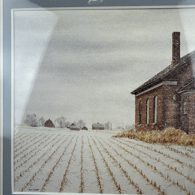 Jon Crane Framed Watercolor Art Print Winter Schoolhouse Americana Landscape gallery