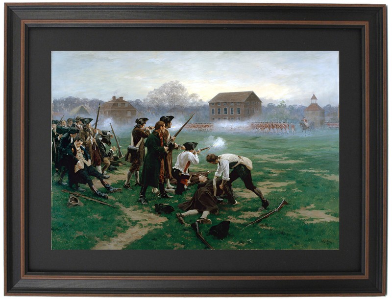 Framed Battle of Lexington by William Barnes Wollen. Standard or Poster Size.