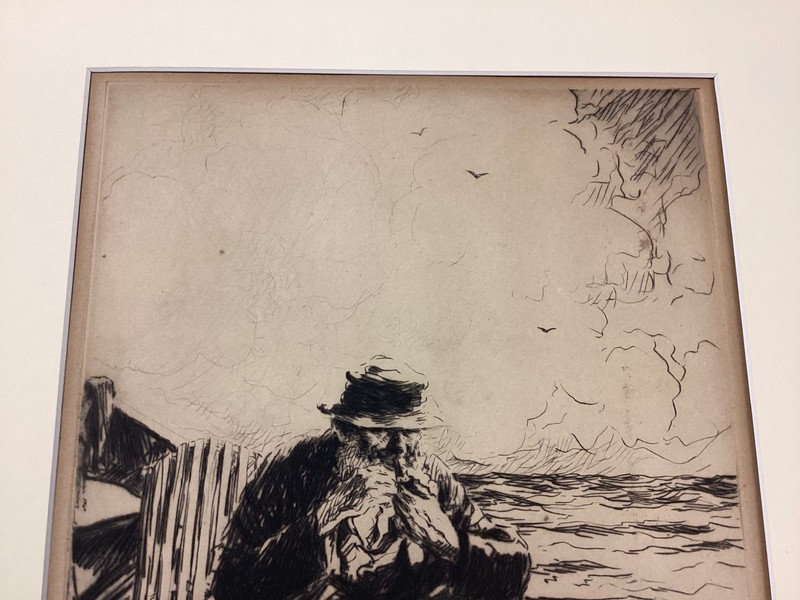 Dwight Case Sturges Etching "The Lobster Fisherman" 1930 Mass. Artist gallery