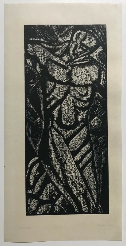 WOODCUT Signed ~ EARLY CALIFORNIA MODERNIST ~ 1928 Listed Artist MUSEUM QUALITY