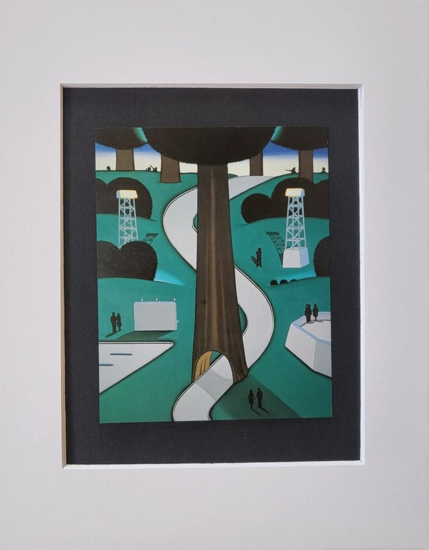 Roger Brown «Sequoia» Matted Color offset Lithograph Print 1987