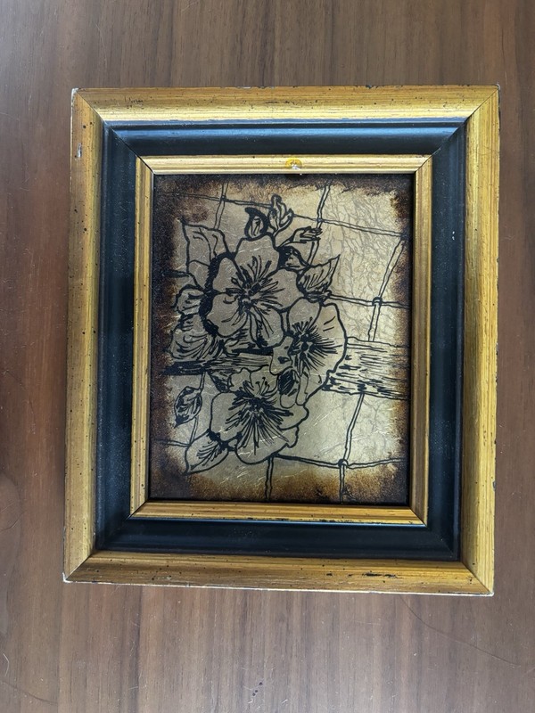 Small Gold Foil Flower Art