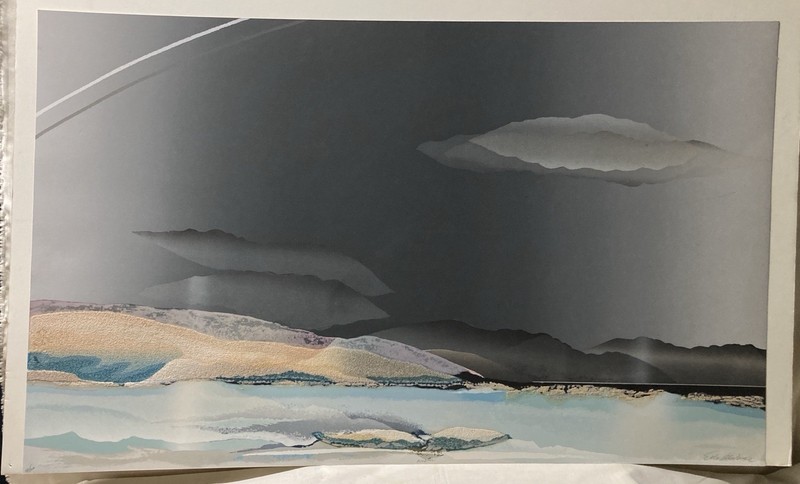 Elba Alvarez "Winter" Hand Signed, Titled, and Numbered Textured Serigraph.