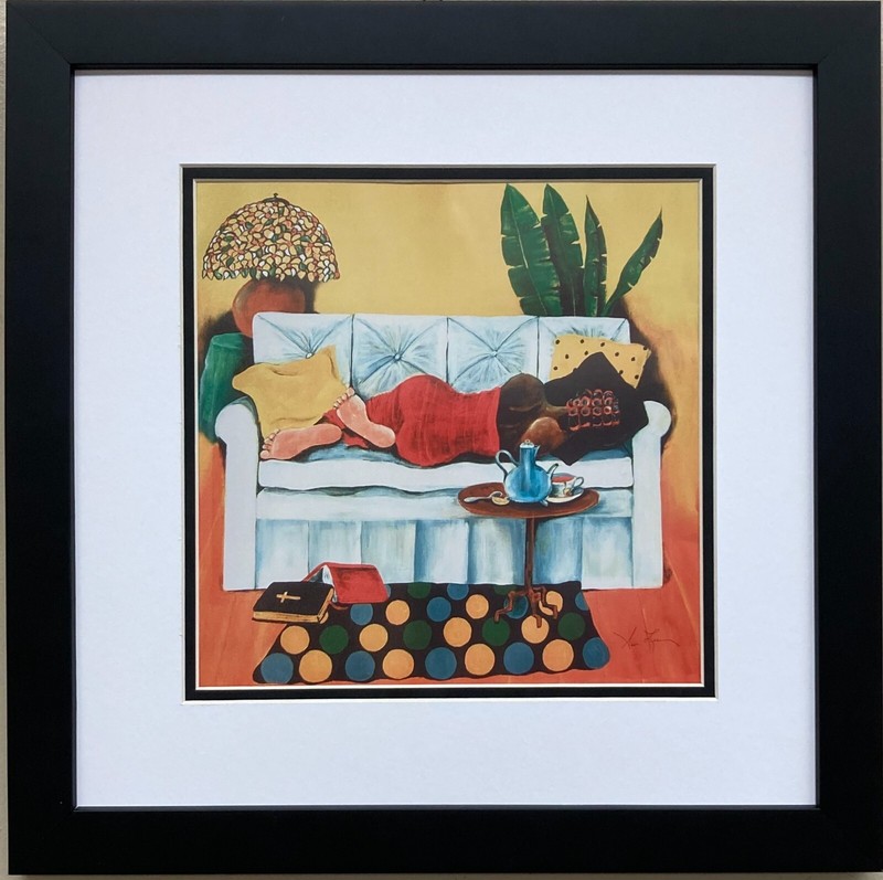 Annie Lee «Steeping and Sleeping» Custom FRAMED Black Art BLM