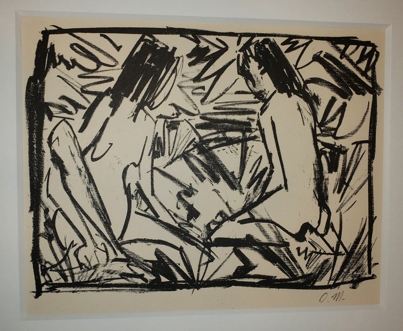 OTTO MUELLER Original HAND SIGNED German Expressionist WOODCUT 1919 Framed gallery