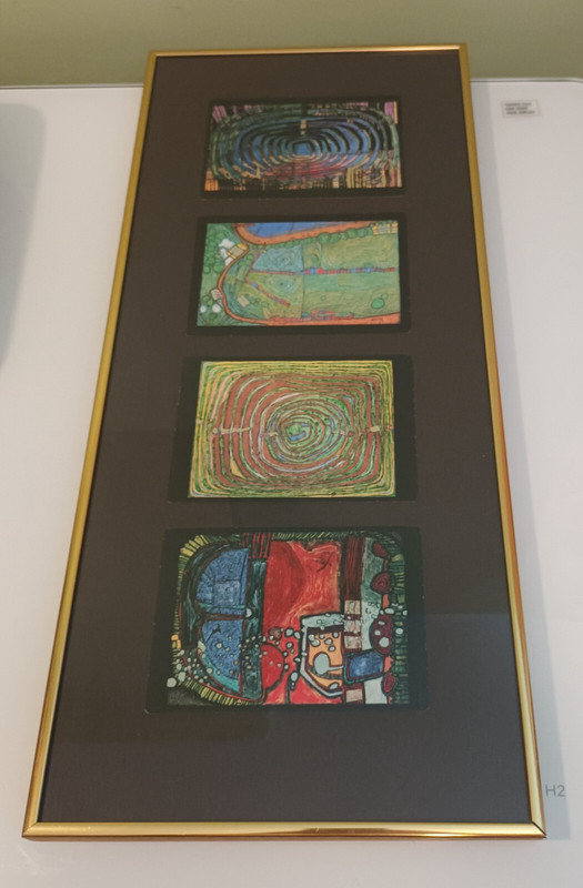 Friedensreich Hundertwasser Foil Embossed Framed Prints Gold Brushed Metal Frame