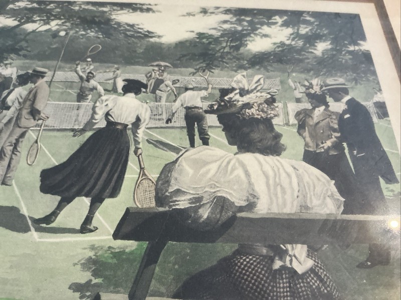 Lawn Tennis, A Favorite Game On Staten Island - Original Antique Print 16x13 In gallery