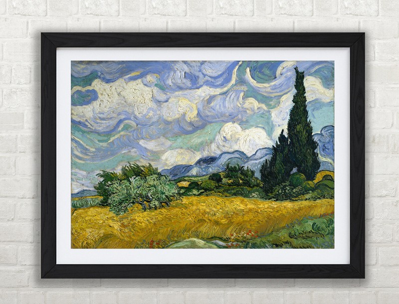Van Gogh Wheat Field Cypresses Framed Print Wall Art Picture A1 A2 A3 Size