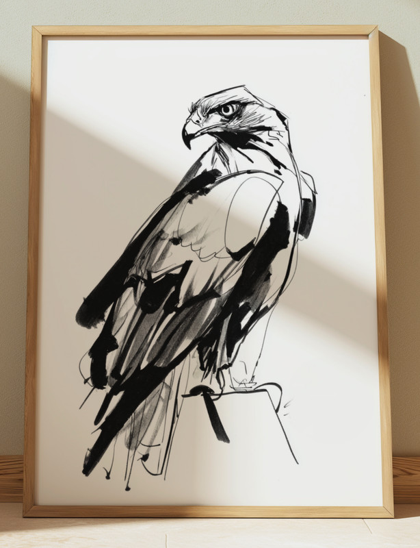 EAGLE INK DRAWING PRINT SKETCH 8″ x 10″ EAGLE WALL ART EAGLE ANIMAL WILDLIFE