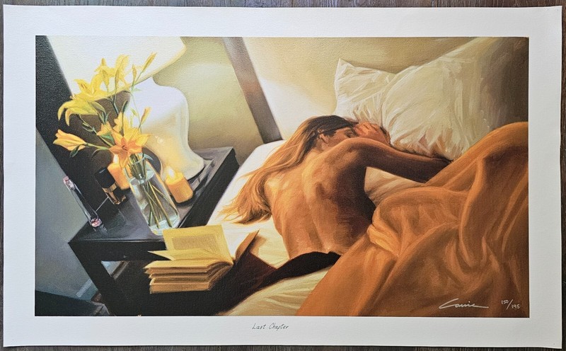 Carrie Graber Last Chapter HAND SIGNED art Canvas 150/195 woman in bed portrait gallery