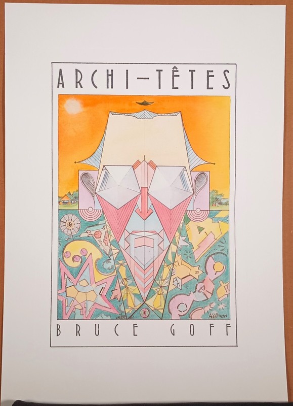 Original Unframed Lithograph "Bruce Goff" by Louis Hellman - Archi-tetes Series