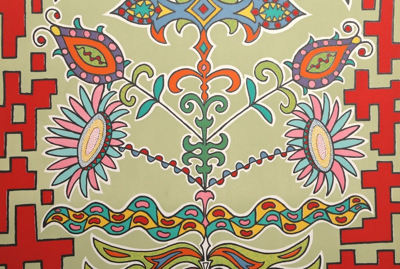 Édouard Dermit, Flowers on Pattern, Screenprint, signed and numbered in pencil gallery