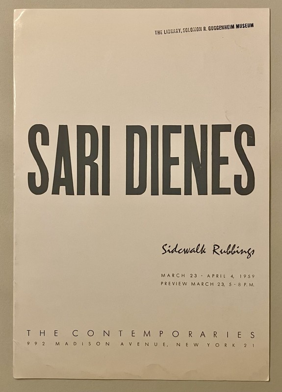 Sari Dienes SIDEWALK RUBBING Print plus Signed Invitation 1959 rare Modern Art gallery
