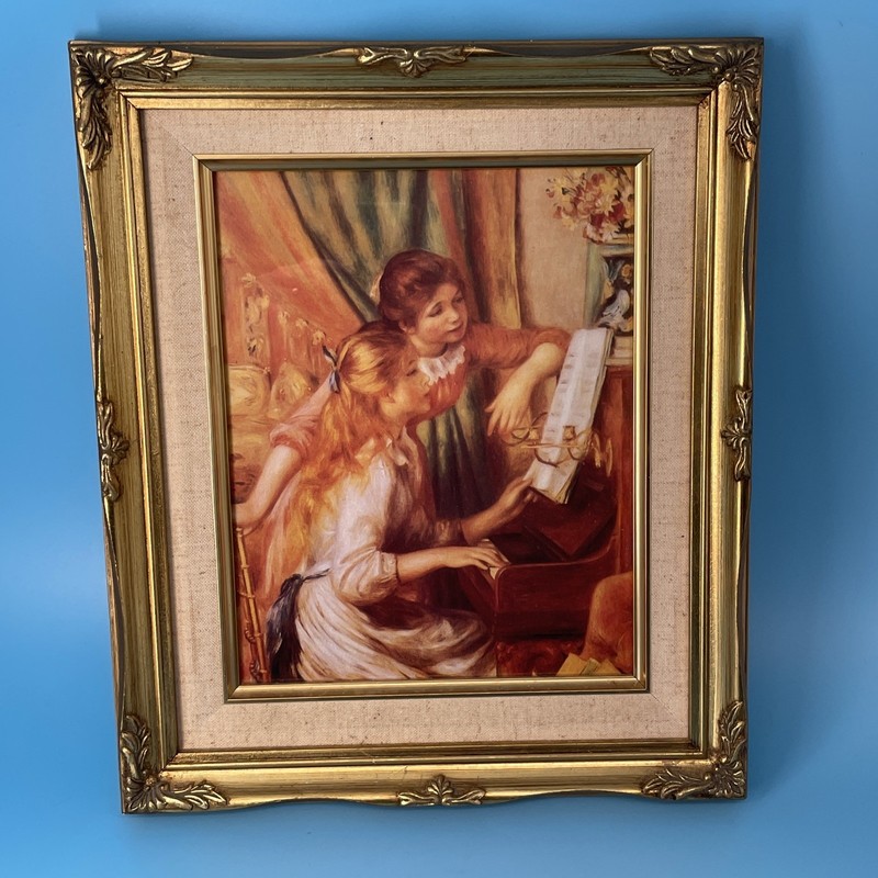Young Girls at the Piano Renoir Gold Wooden Framed Offset Lithography Guild