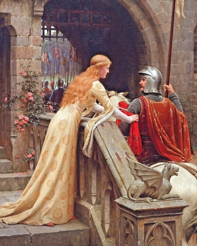 The Knight & Young Woman Lady A Farewell painting – 8″ x 10″ PRINT