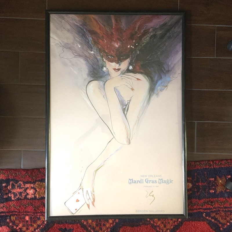 1990 Mardi Gras New Orleans Signed Numbered Richard Ely Art Poster /print framed