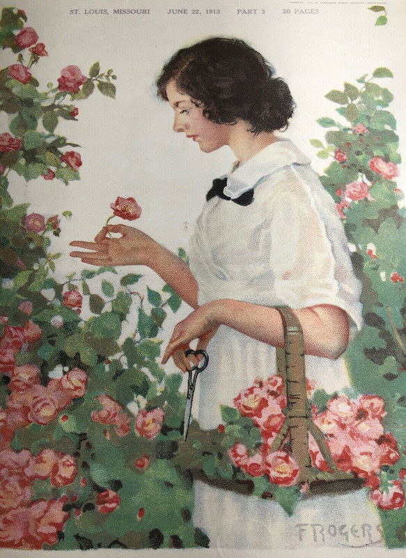 Rare 1913 St Louis Republic Magazine Cover ONLY Pretty Flapper Girl F Rogers