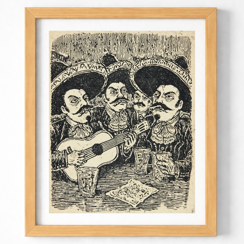 Vintage Mexican Skeleton Wall Art Print 8×10 Day of the Dead – 260401122