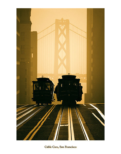 CALIFORNIA ART PRINT – Cable Cars, San Francisco by Mitchell Funk 22×28 Poster